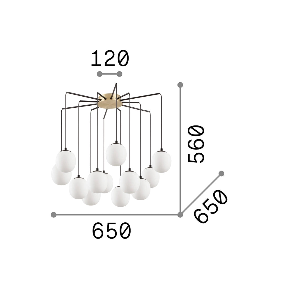 Sospensione Contemporanea Rhapsody Metallo Nero 12 Luci G9 3W 3000K Luce Calda