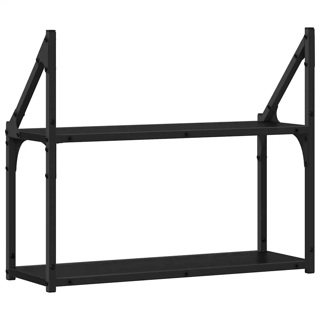 Scaffale da parete con lo scaffale Rovere nero 60 x 21 x 51 cm 883515