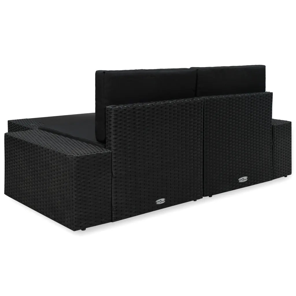 Set Divani da Giardino 3 pz in Polyrattan Nero cod mxl 69009