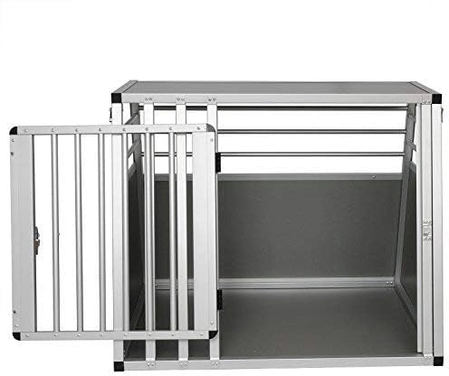 Trasportino Cane Auto, Trasportino Cani Grande in Alluminio, Box Trasporto per Cani Grande Media, Cuccia Cane Esterno, Kennel per Canette con Chiusura per Viaggio Trasporto 80x65x65cm