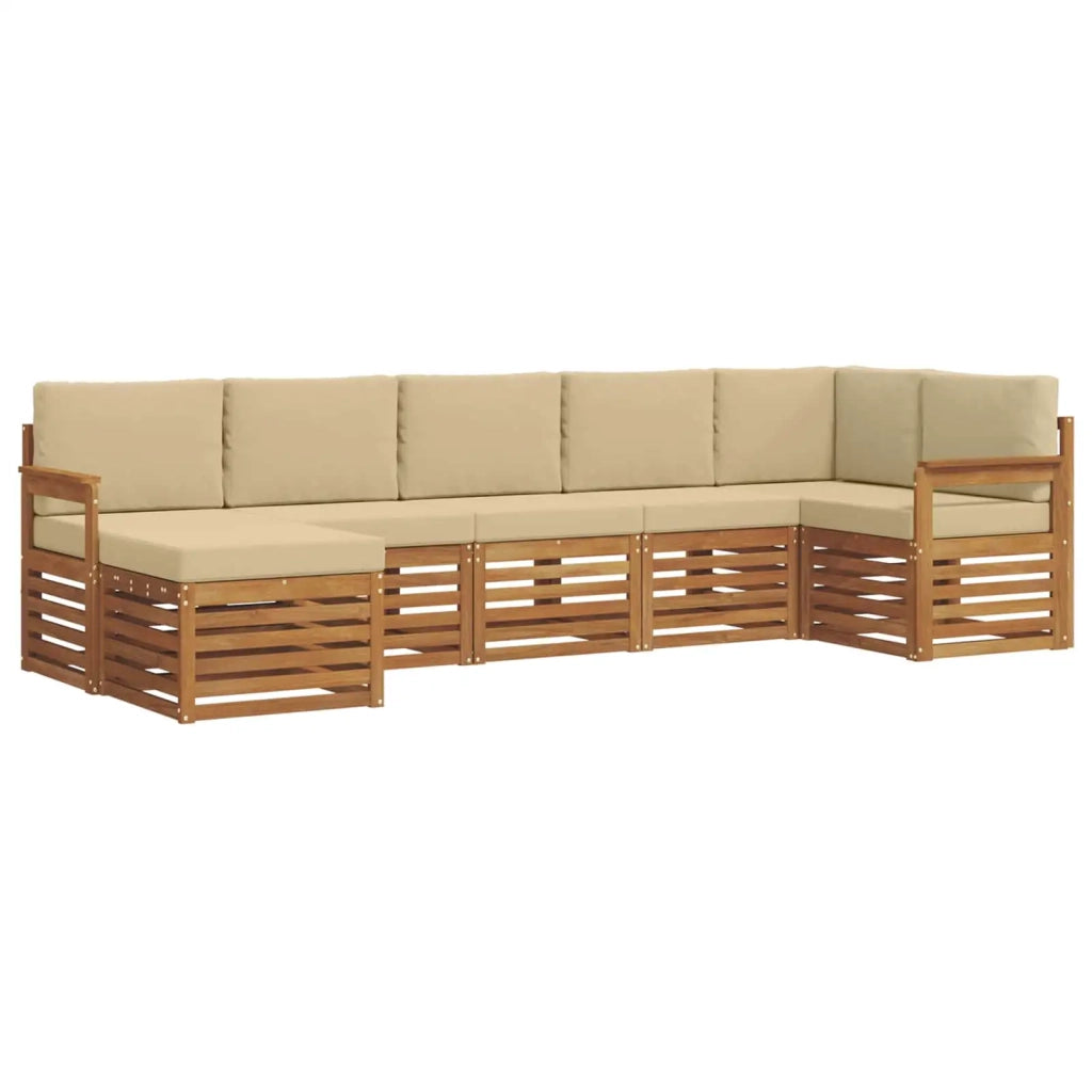 Set divano sezionale con cuscino 7 pcs Naturale e Beige 3375158