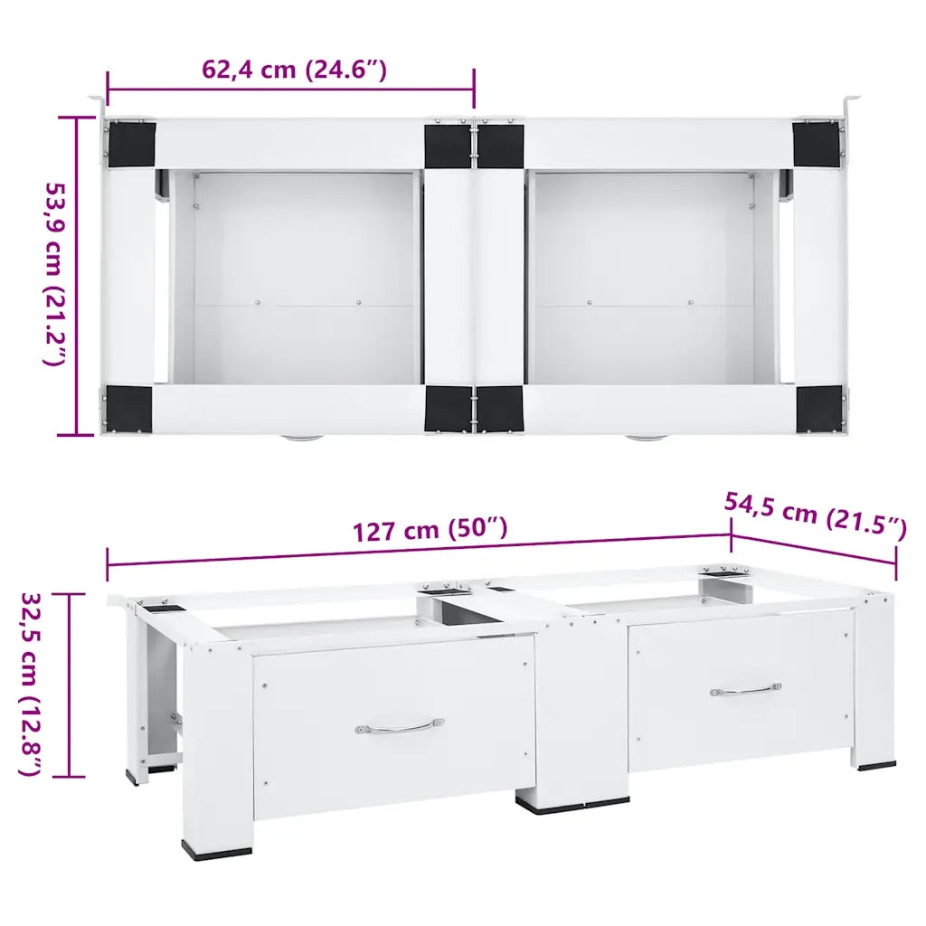 Supporto Doppio Lavatrice e Asciugatrice con Cassetti Bianco 51195