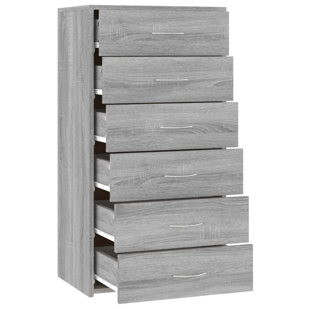 Credenza 6 Cassetti Grigio Sonoma 50x34x96 cm Legno Multistrato 815364