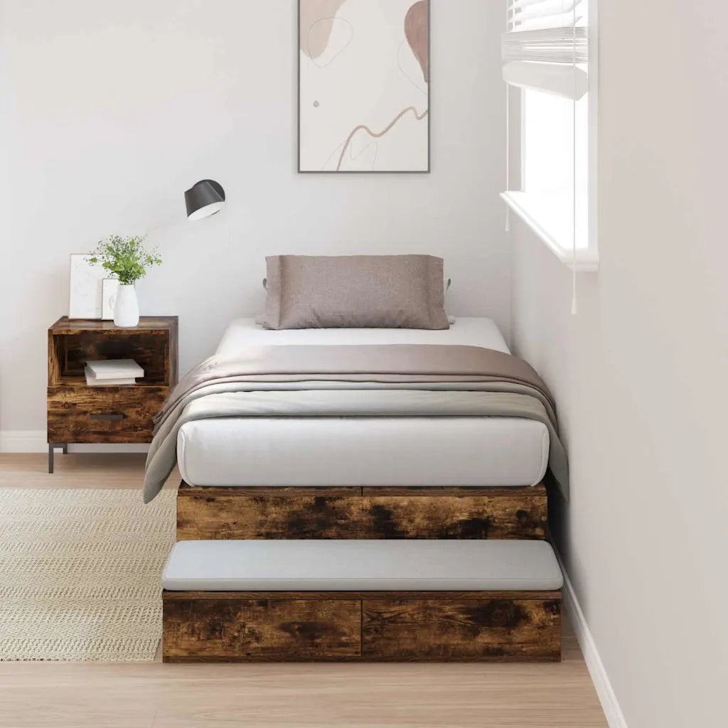 Struttura letto con contenitore con cassetto Rovere fumé 75 cm 3335681