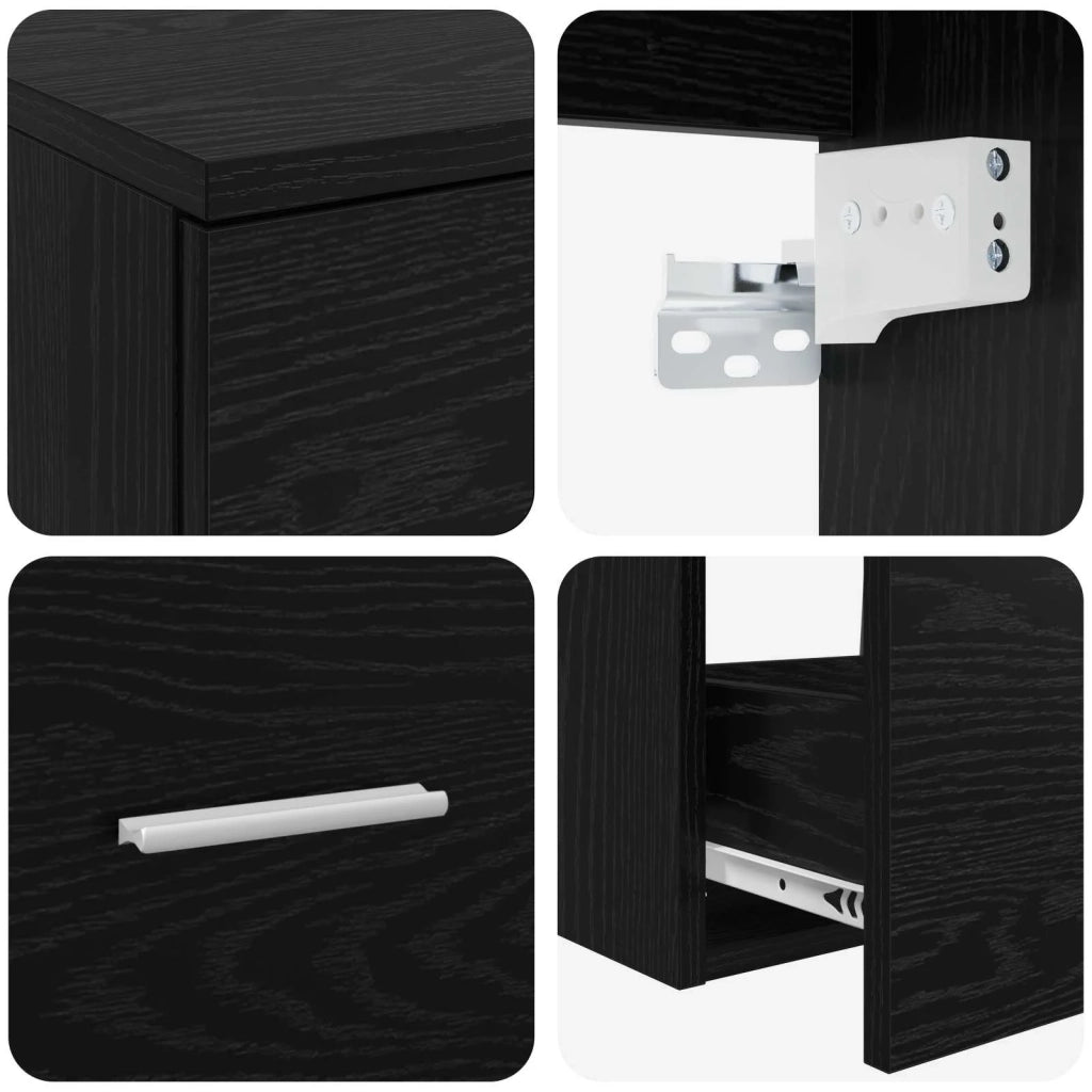 Set di mobili per il bagno 2 pz Rovere Nero 3404017