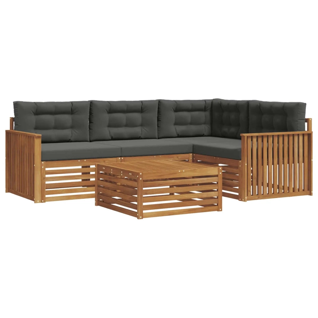 Set di divani da esterno con cuscino 5 pcs Naturale e Antracite