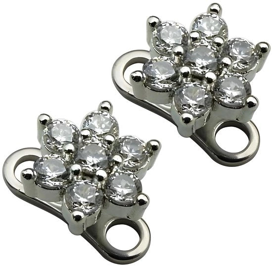 Anellini da piercing chirurgico 14G - 2 pezzi - Acciaio chirurgico - Ceramica zirconia cuore/terra/fiori - Ipoaderegeno - Viti a vite interne - Piercing dermale