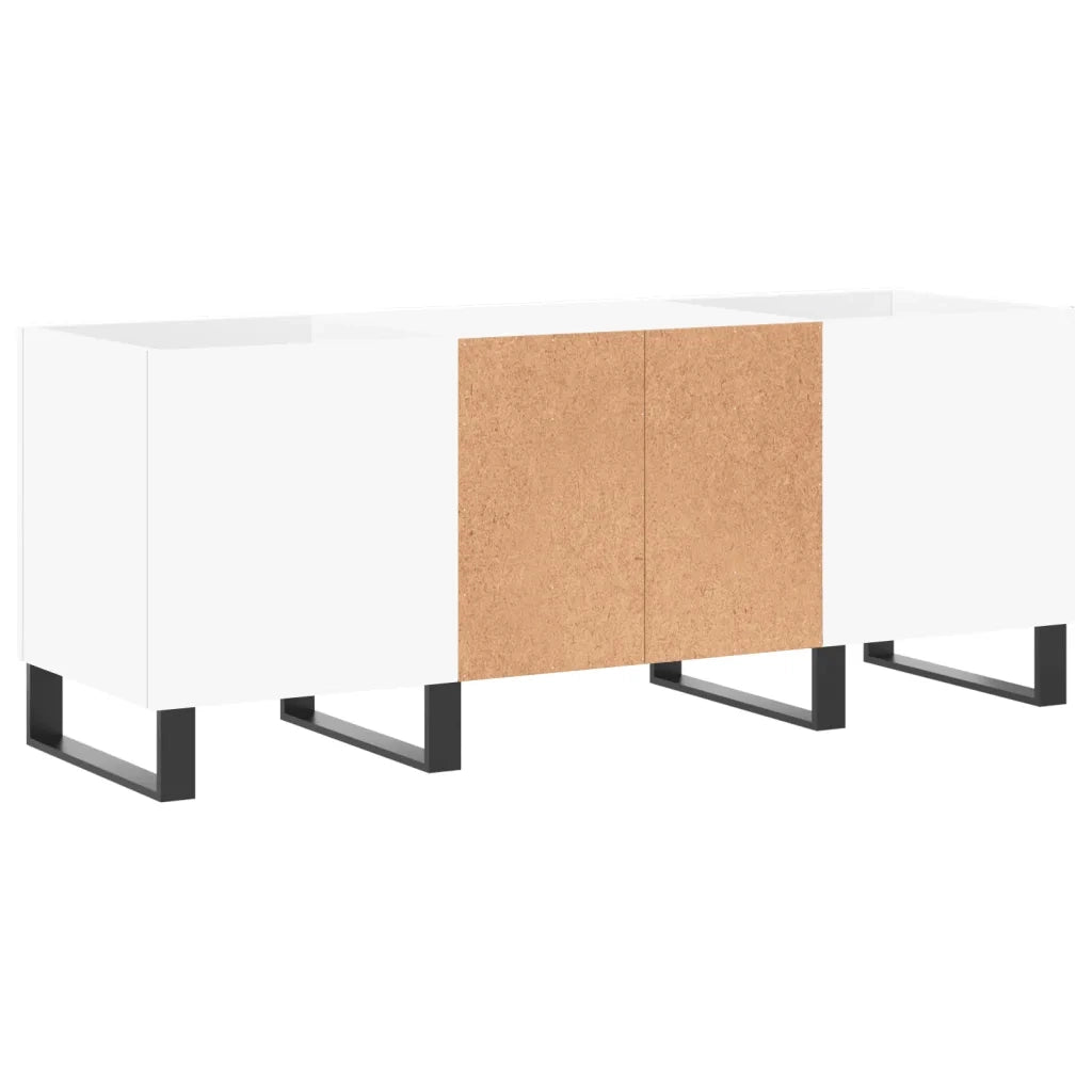 Mobile portadischi classico e pratico 121 x 38 x 48 cm realizzato in legno composito bianco 02_0049095