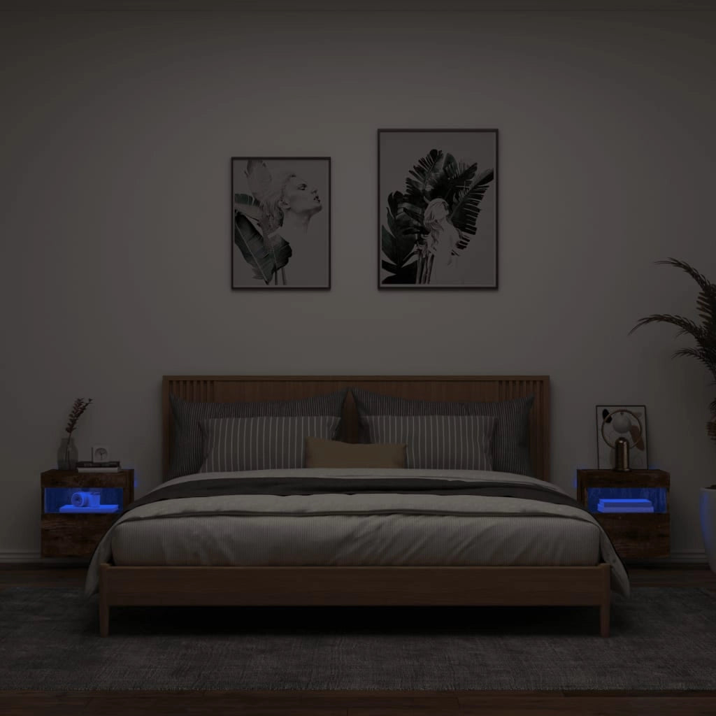 Mobili TV a Parete con Luci LED 2pz Rovere Fumo 40x30x40 cmcod mxl 87889