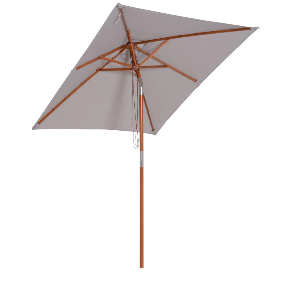 EasyComfort Ombrellone da Giardino Inclinabile 2x1.5 m a 6 Stecche con Palo in Legno di Abete, Grigio