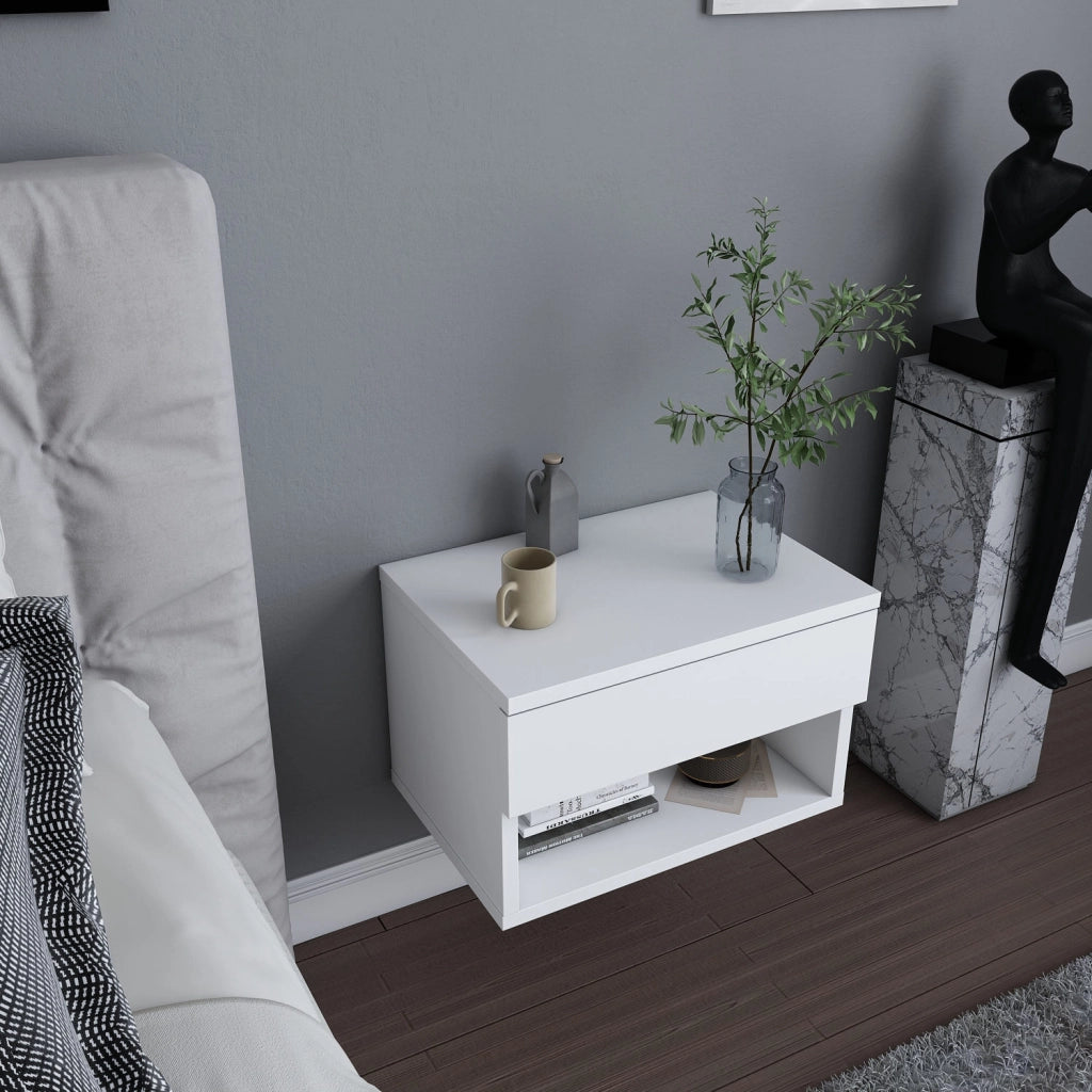 Comodino in legno "Jamot" - 45 x 29 x 32 cm - Bianco
