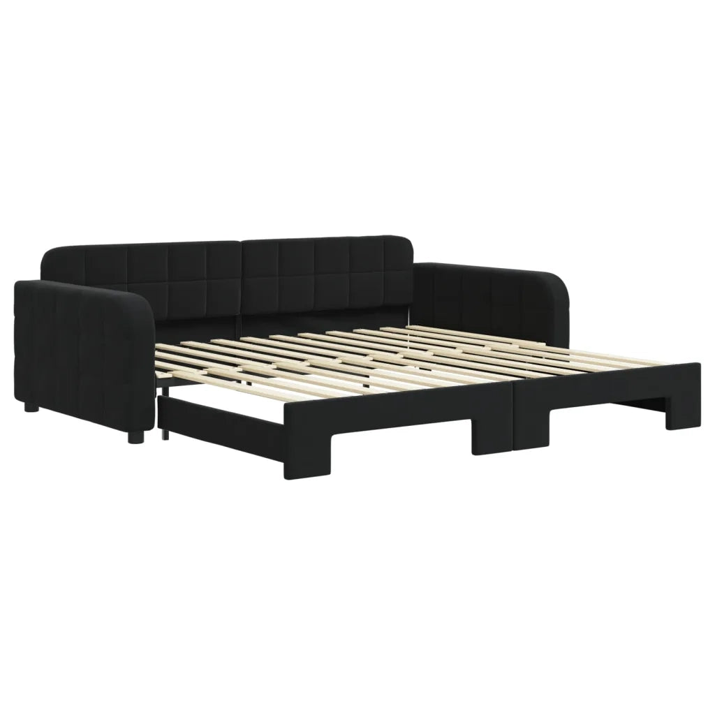 Divano Letto con Letto Estraibile-Sofa Letto-Daybed Nero 100x200 cm in Velluto 376154