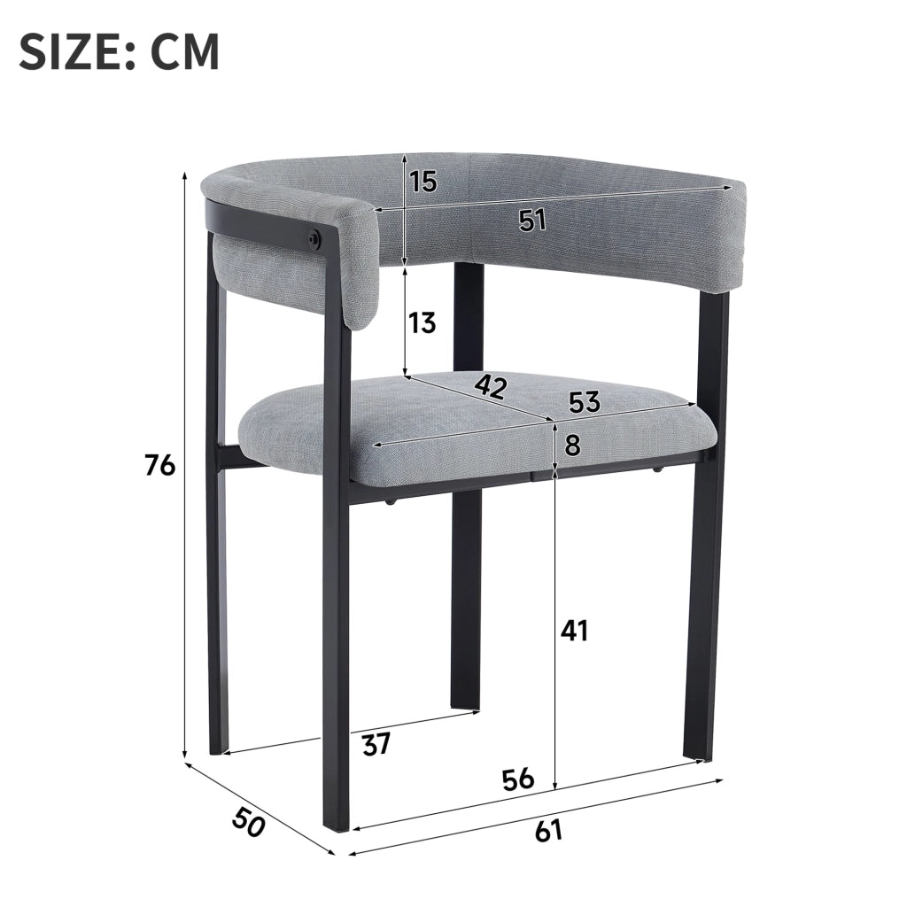 Set di 6 sedie da pranzo 61x50x76 cm con schienale curvo in chenille grigio