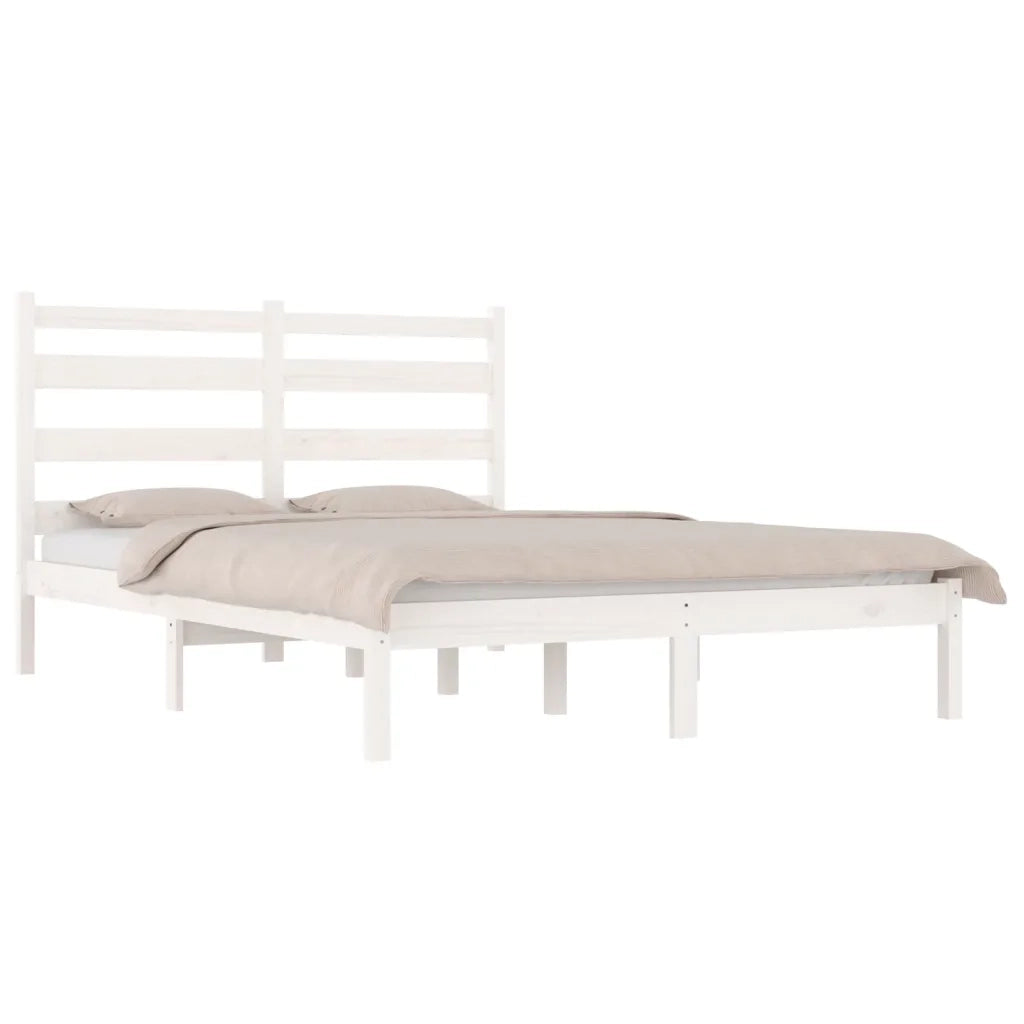 Giroletto-Struttura Letto Bianco in Legno Massello di Pino 200x200 cm 667677