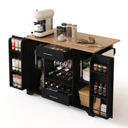 Carrello da cucina con 2 ante; 2 cassetti; ripiani regolabili; portabicchieri e portaasciugamani; 138x45x92 cm