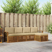Set di divani da esterno con cuscino 5 pcs Naturale e Beige