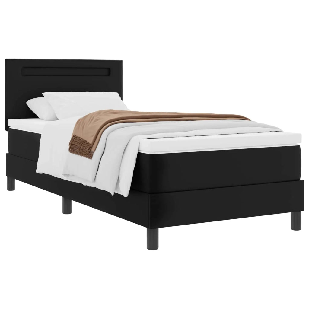 Letto a molle con materasso Nero 90 x 190 cm Pelle sintetica 3339028