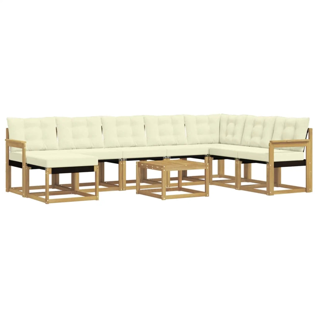 Set di divani da esterno con cuscino 9 pcs Bianco e Crema 3389780