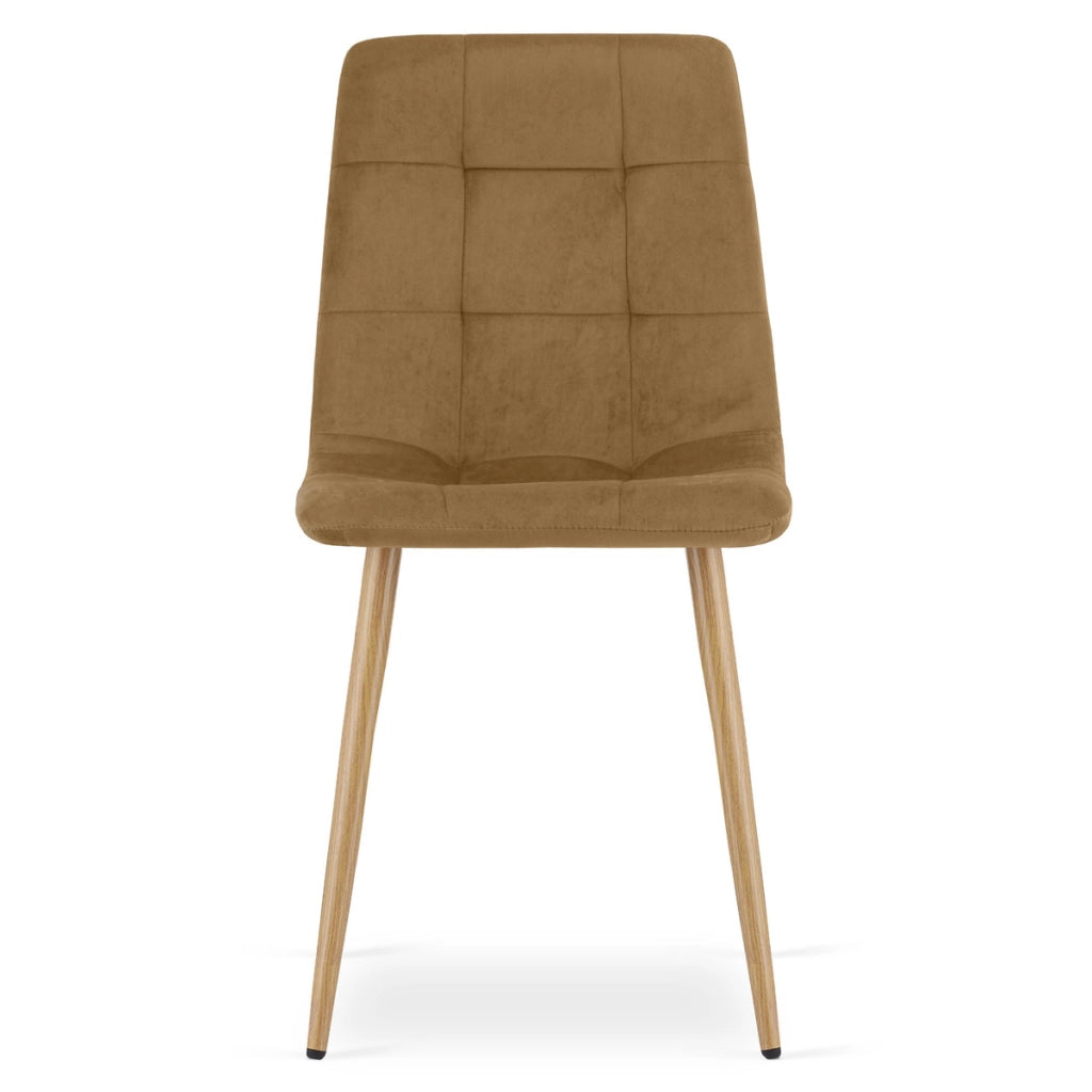 Set di 3 sedie Kara in velluto marrone e gambe effetto legno
