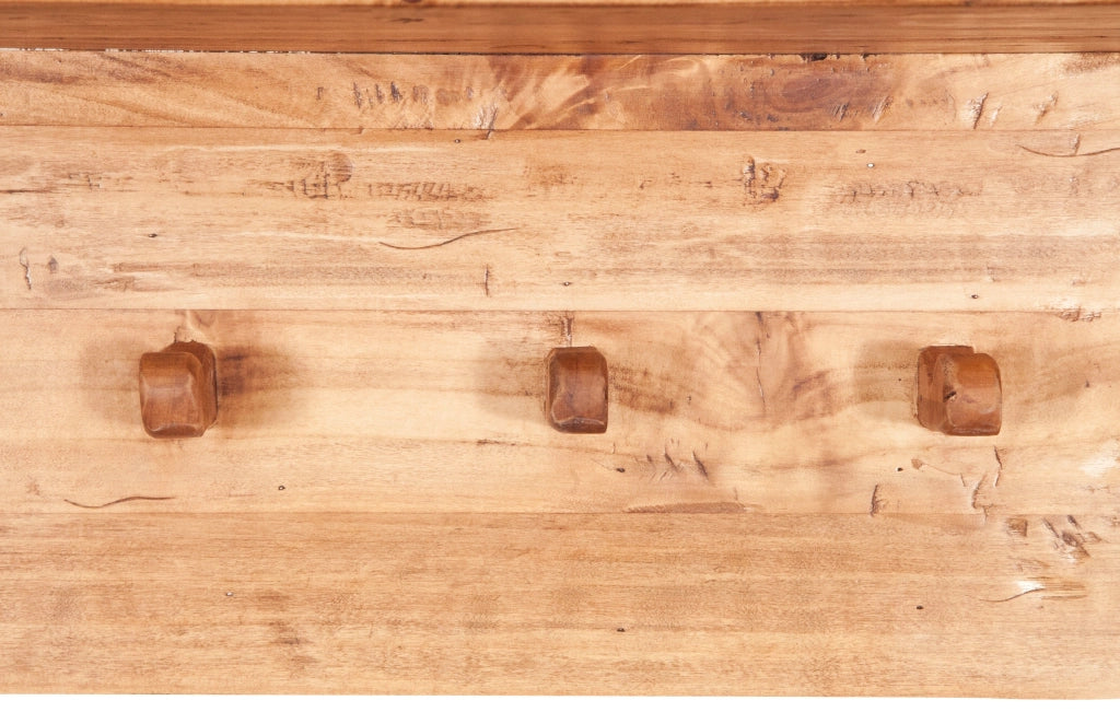 Biscottini Attaccapanni a mensola in legno massello di tiglio finitura naturale L200xPR22xH27 cm. Made in Italy