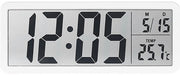 Orologio digitale per parete alimentato da batterie con cifre grandi, visualizzazione temperatura e supporto per 12/24 ore - bianco.