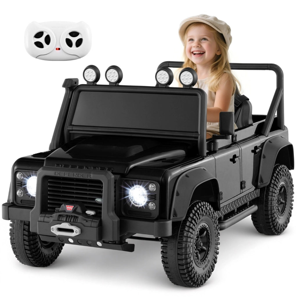 Auto elettrica per bambini 12V con telecomando per genitori, Macchina giocattolo land rover con licenza Nero-Macchinine giocattoli
