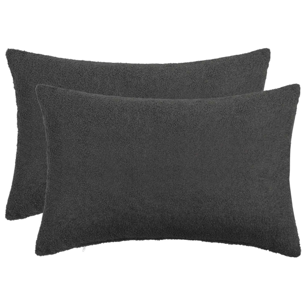 Federa 2 pcs HEERLEN Grigio Scuro 50 x 70 cm Bouclé 911343