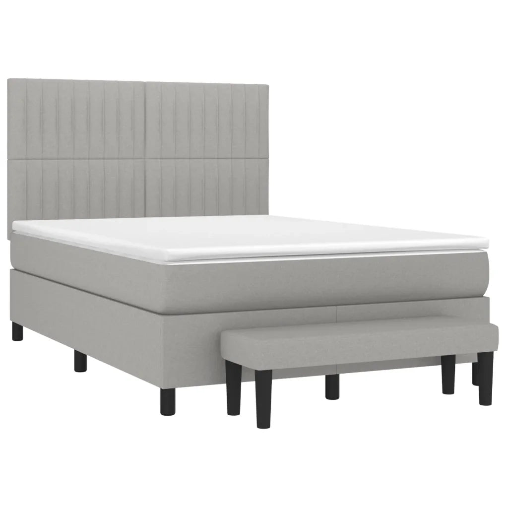 Giroletto a Molle con Materasso Grigio Chiaro 140x190cm Tessuto 3136749
