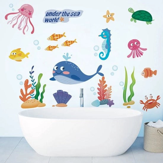 Decorazione per la stanza dei bambini - Sticker per la parete - Sotto il mare - Balene/Whale - Decorazione per la camera da letto o bagno - Adesivo - Rimovibile