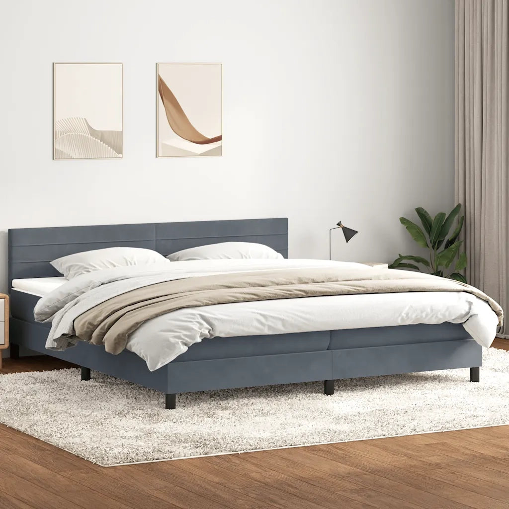 Letto a Molle con Materasso e LED Grigio Scuro 180x210 cm Velluto 3316990