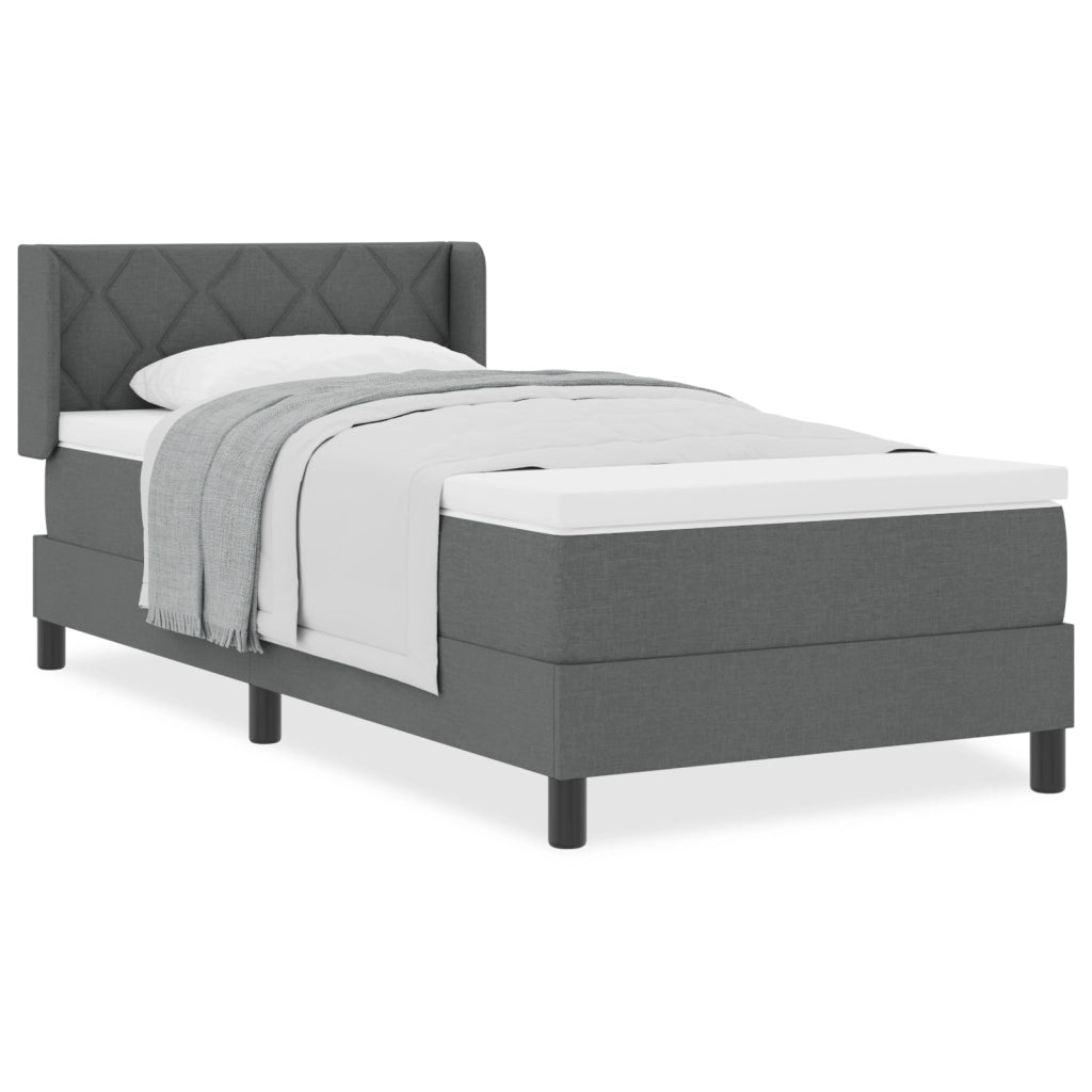 Letto Box Spring con Materasso Grigio Scuro 100x200 cm Tessuto