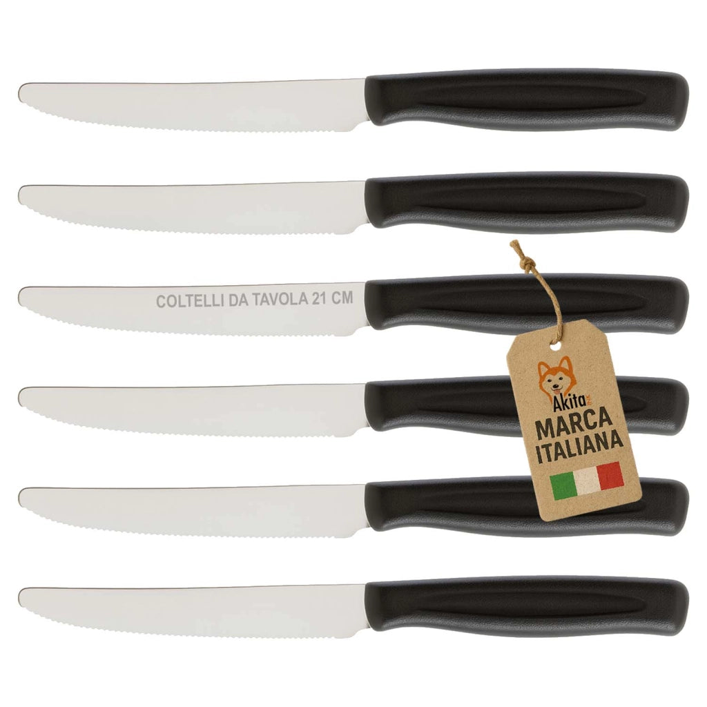 Akitaink Set 6 Coltelli da Tavola con Lama Dentata