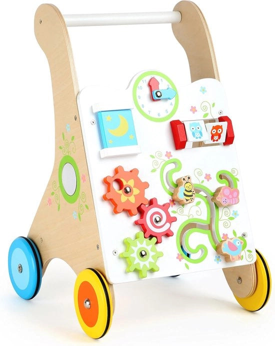 Carrello Multifunzionale in Legno con Pneumatici - Giocattolo a Motore per Bambini da 1 Anno in Avanti