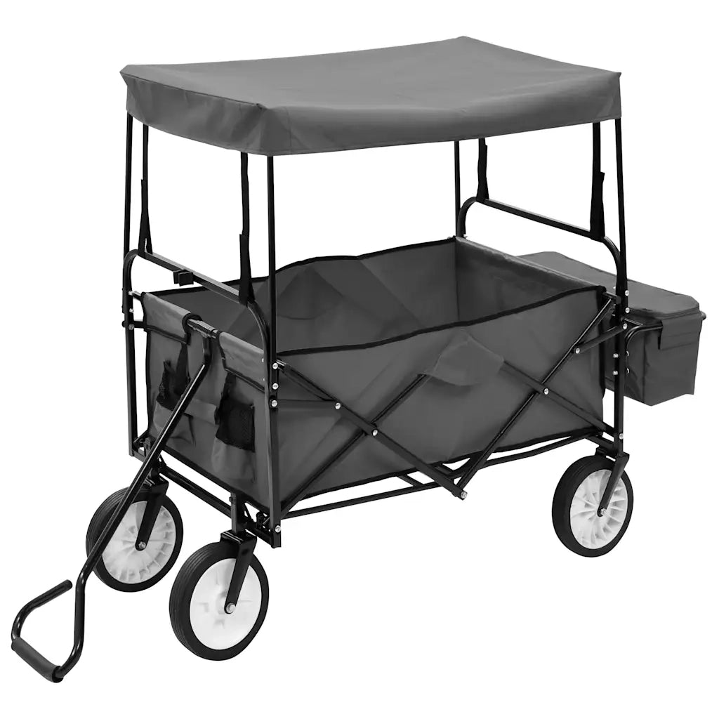 Carrello Pieghevole a Mano con Tettuccio in Acciaio Grigio CFW7473749