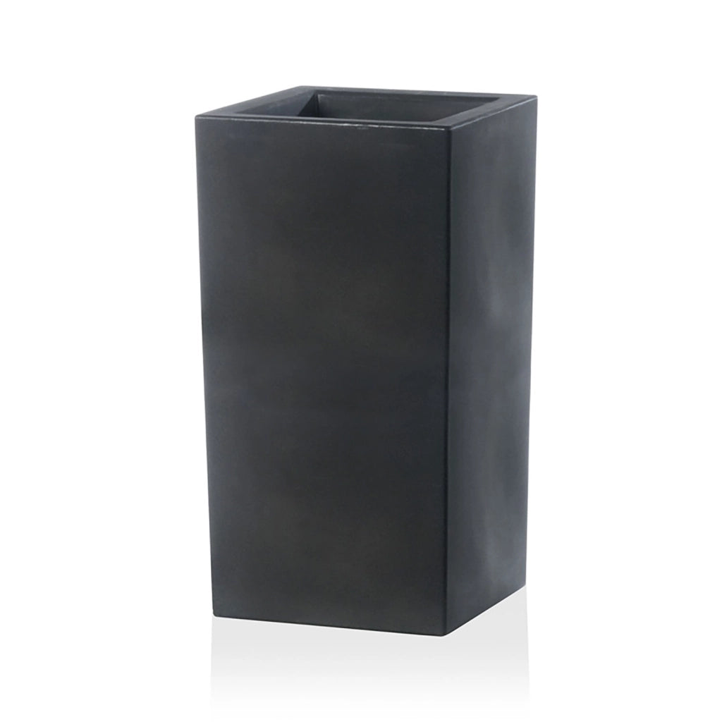 Vaso Quadrato Indoor e Outdoor Tera Schio Cubo Alto Smoke 41x41 cm in Plastica Grigio