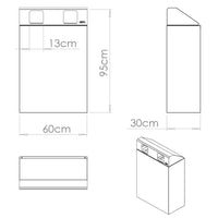 Pattumiera per Raccolta Differenziata 2 Scomparti 120 L 60x30x96 cm in Acciaio Verniciato Antracite