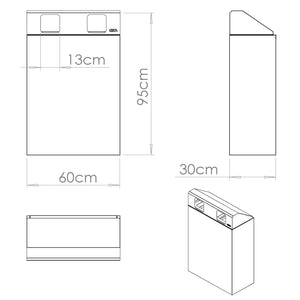 Pattumiera per Raccolta Differenziata 2 Scomparti 120 L 60x30x96 cm in Acciaio Verniciato Antracite