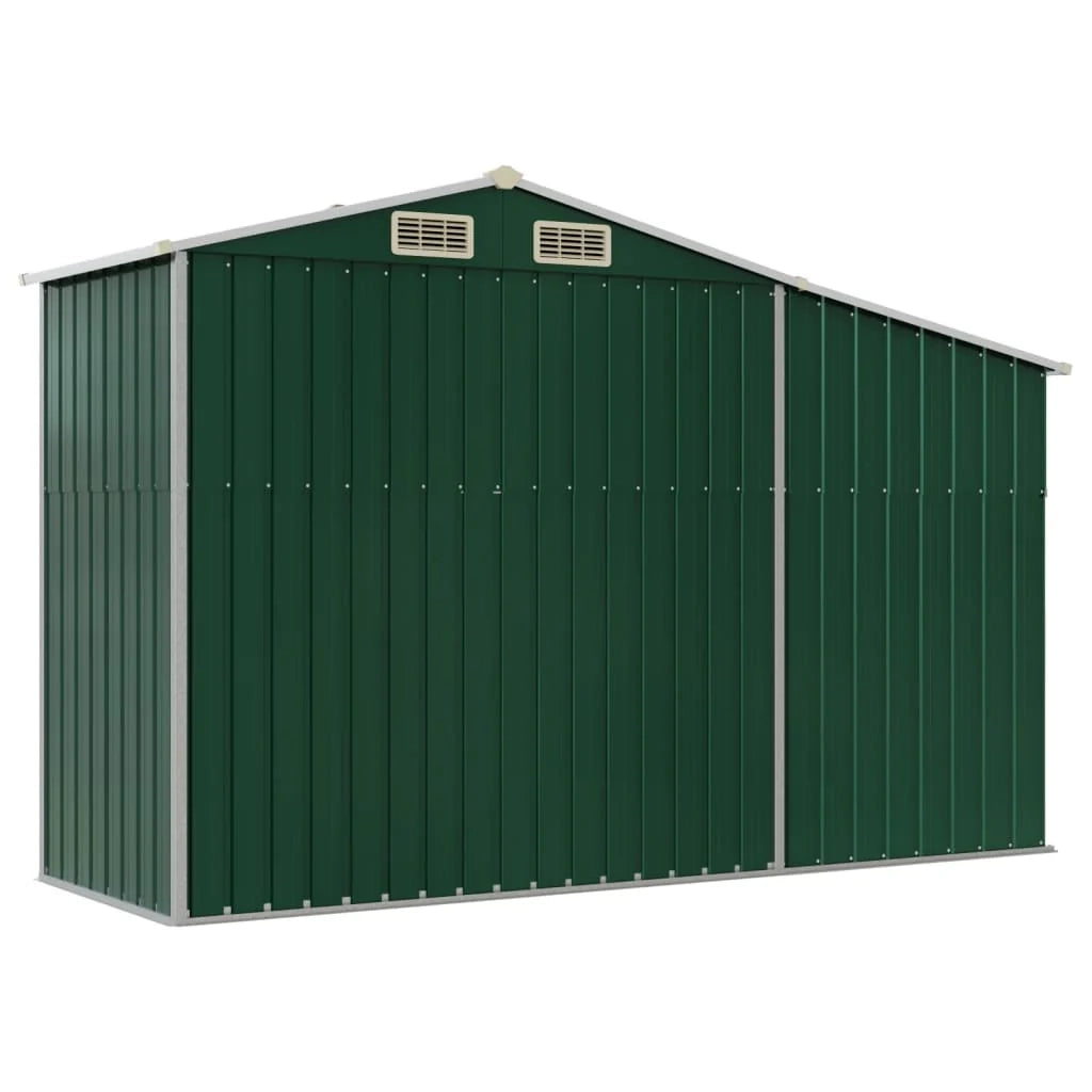 Casetta da giardino cabina ripostiglio casetta da esterno robusta casetta per attrezzi 277 x 93 x 179 cm acciaio zincato verde 02_0022379
