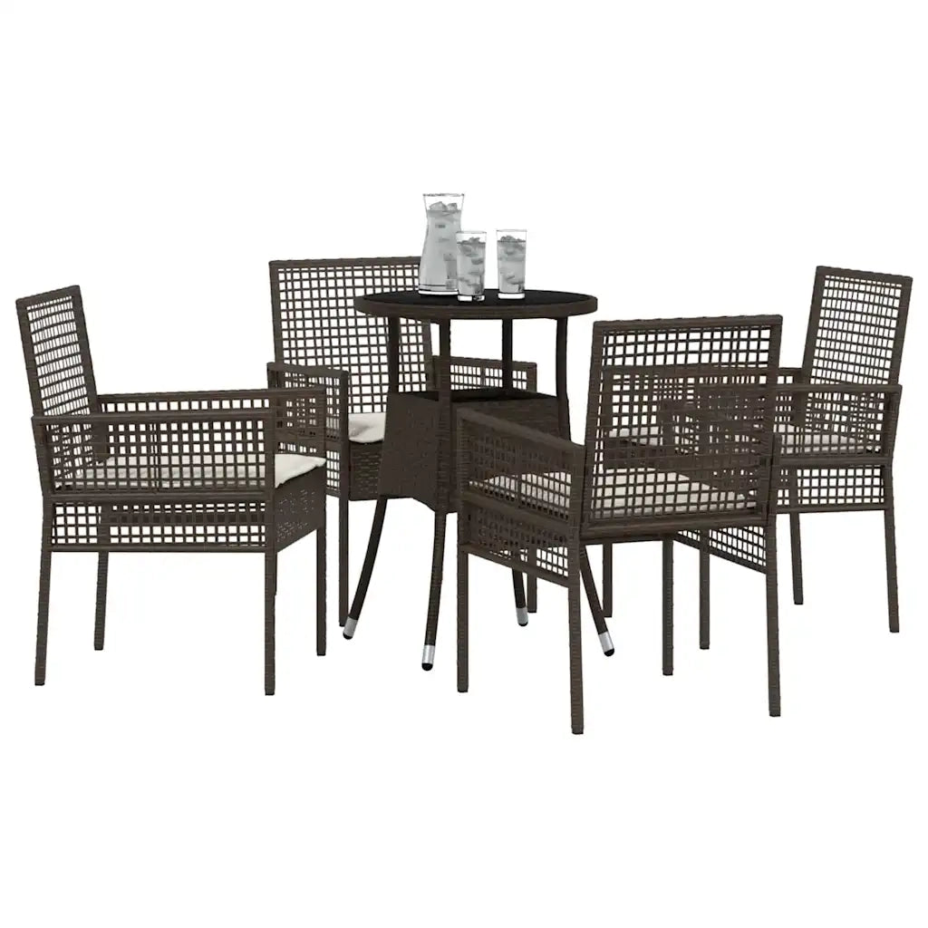 Set da Pranzo per Giardino 5 pz | Set Salotto da Giardino Marrone polyrattan