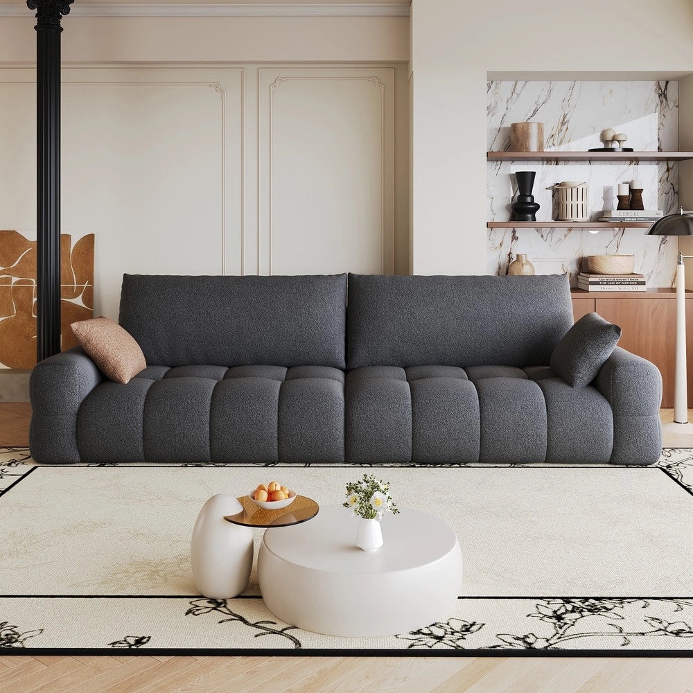 Divano Modulare ¨C Minimal ¨C grigio tessuto imbottito 260cm
