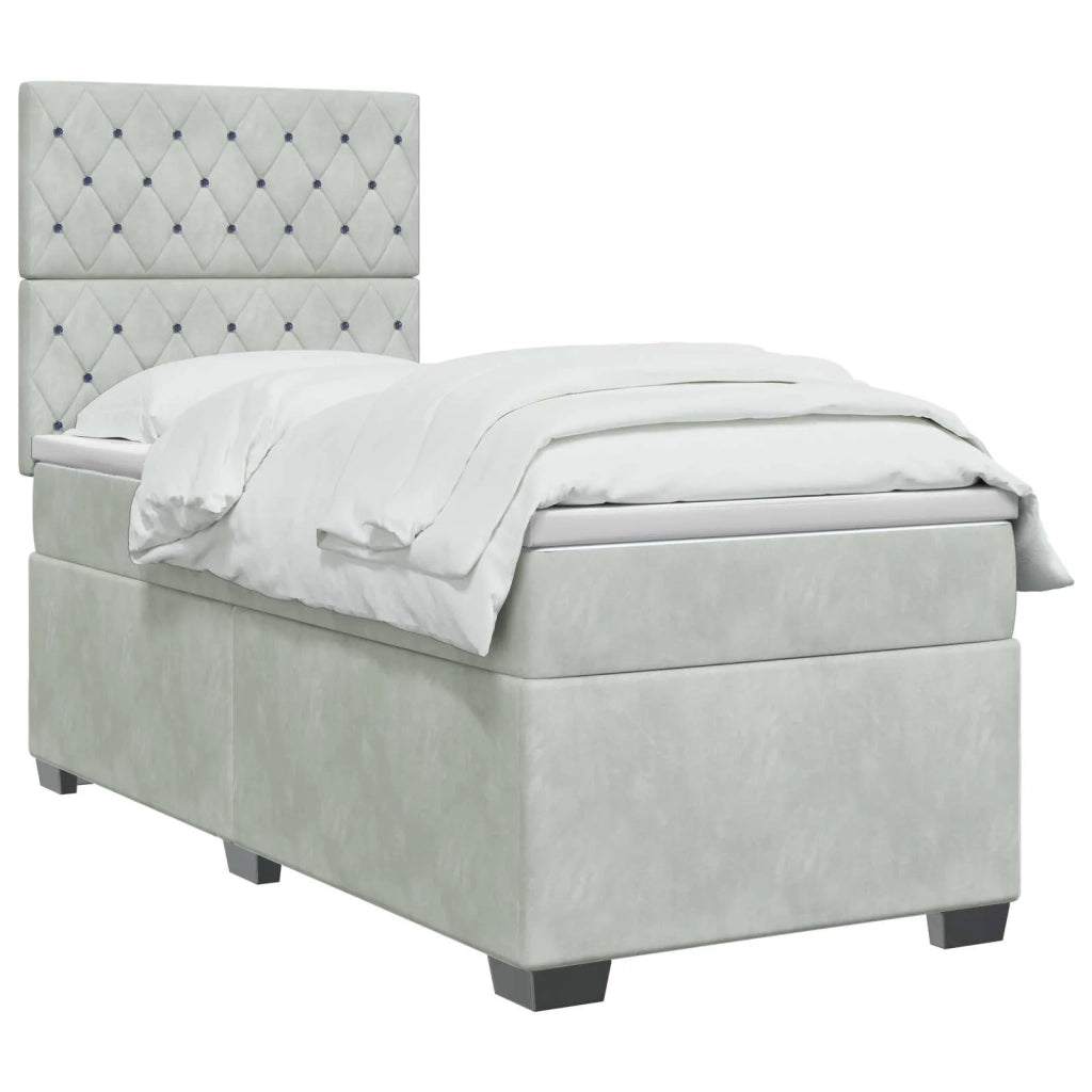 Letto box spring con materasso Grigio Chiaro 100 x 200 cm 3453578