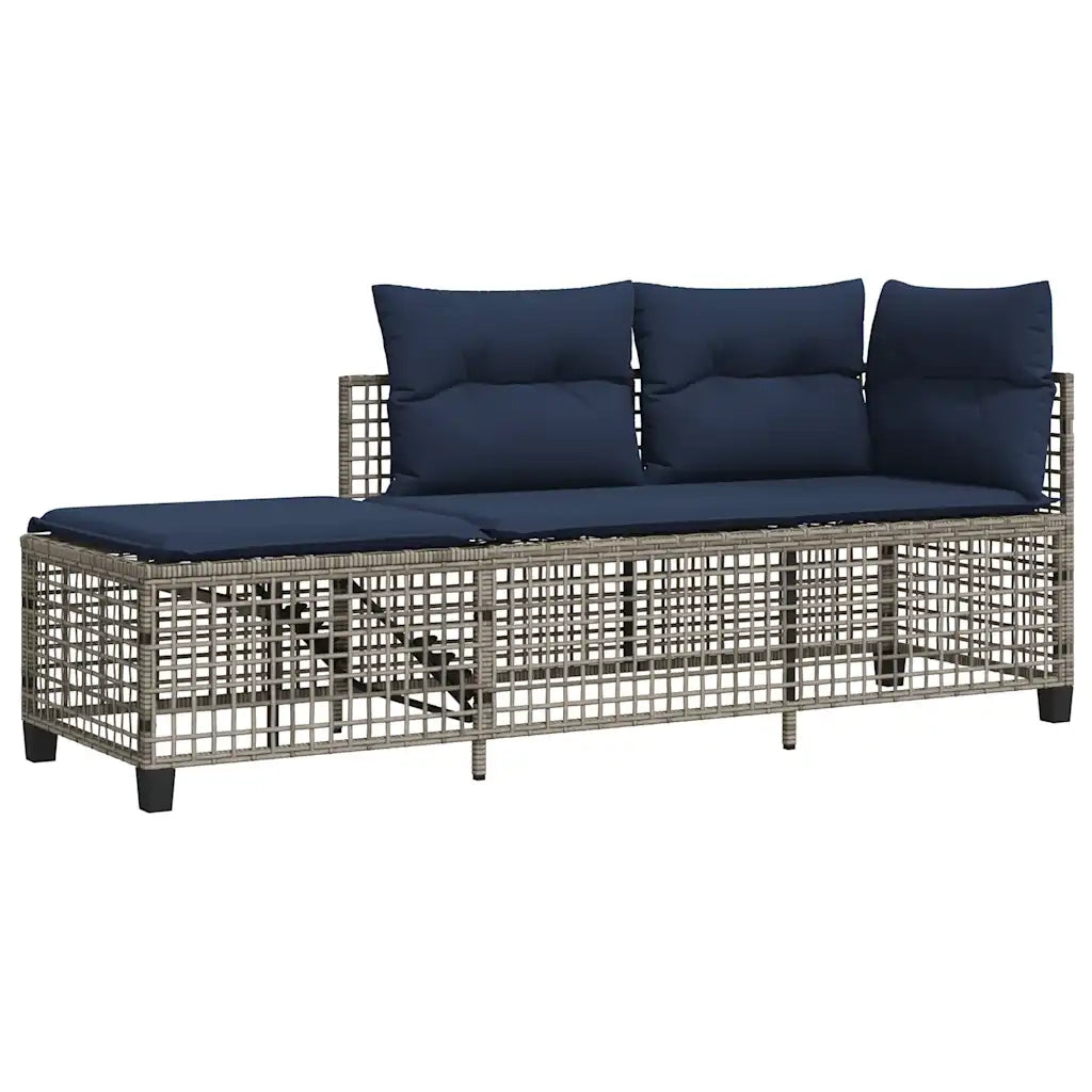 Set da giardino angolare a 3 pz con Cuscini in Polyrattan Grigio 365450