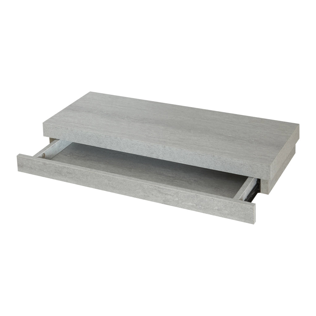 Mensola Karkkila con Cassetto Integrato Comodino Sospeso 60 x 23,5 x 8 cm Effetto Cemento [en.casa]