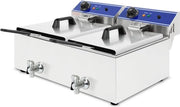 Friteuse elettrica professionale 2x 10L - Zona fredda, 6000W, Acciaio inossidabile, Temperatura 50-200°C, Facile da pulire