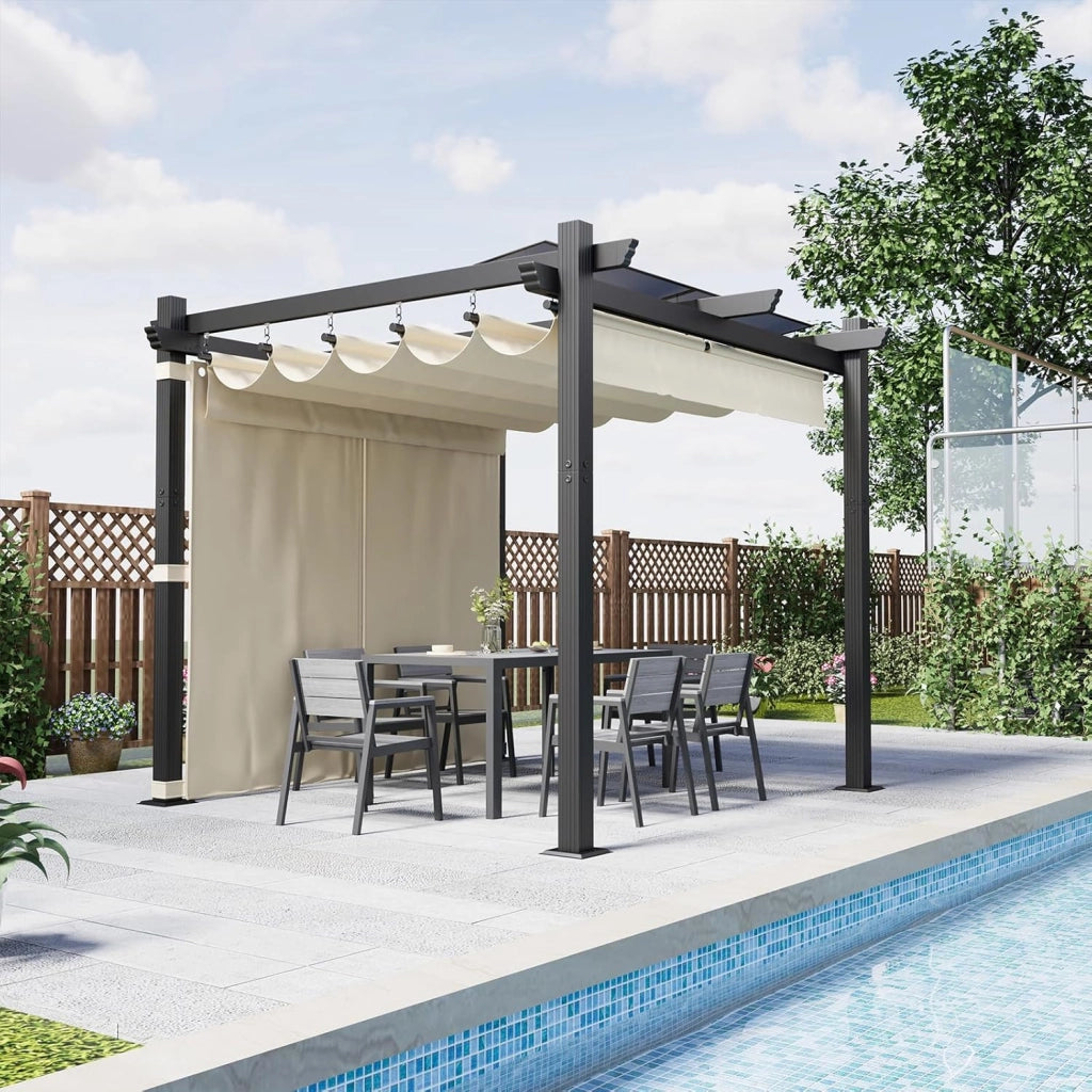 Gazebo Pergola 3x4,Gazebo Esterno Resistente,Pergolato da Giardino UV50+,Pergola Bioclimatica per Arredo Giardino Terrazzo,Beige