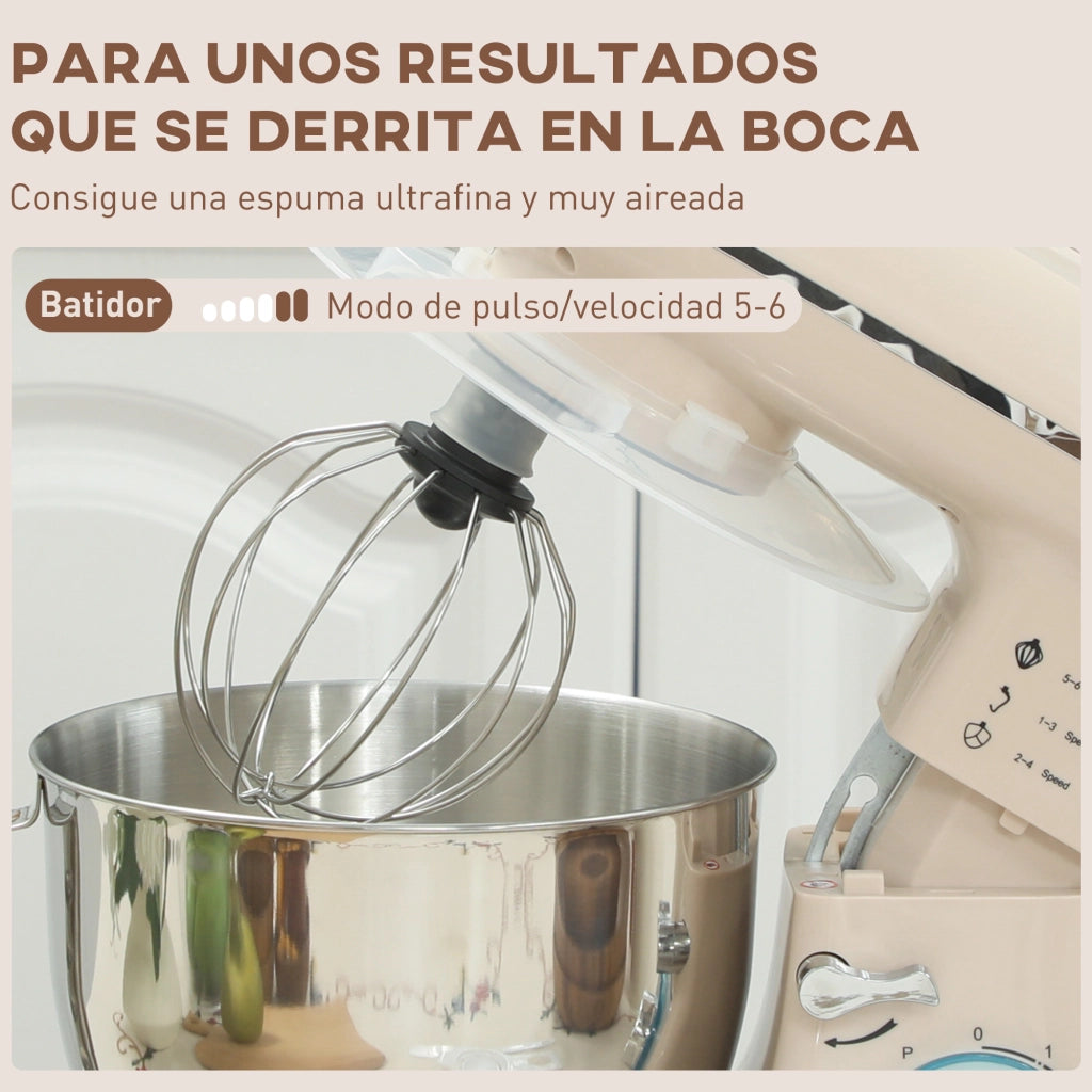 Impastatrice 4,5L 1300W 6 Velocita' ¨C zephmum ¨C Acciaio Inossidabile Beige