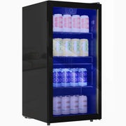 Frigo Bevande 93 Litri ¨C Zephmum ¨C 115 Lattine, Porta in Vetro, Scaffali Regolabili, LED, Nero