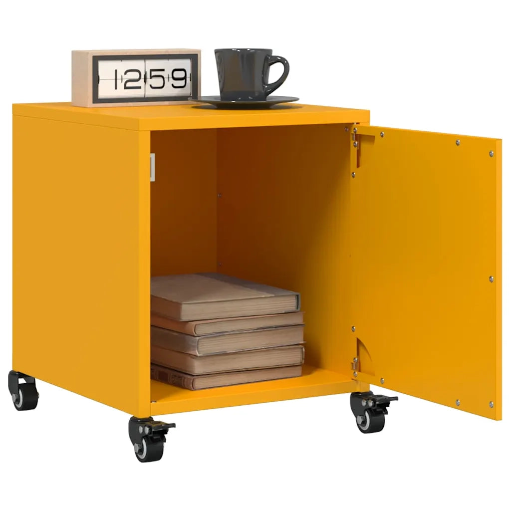 Comodino-Tavolino da notte Giallo Senape 36x39x43,5 cm in Acciaio 590467