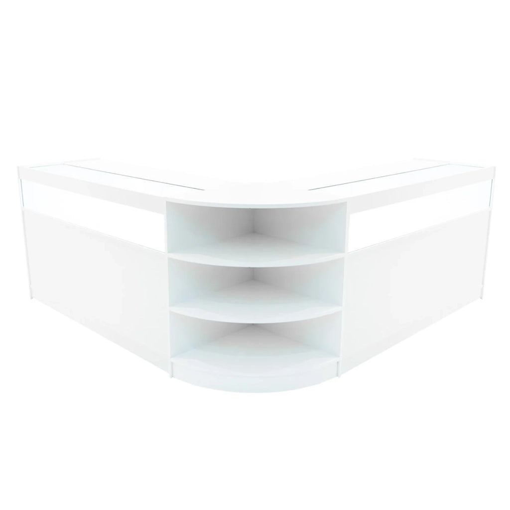 Set Bancone Bianco Theseus LED B1500 LM60 con Serratura e Vetrina Espositiva