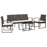 Set da Pranzo da Giardino 5 pz | Set Salotto da Giardino con Cuscini in PP Rattan Marrone